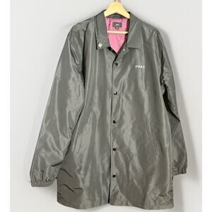 OBEY Coaches Jacket Men’s XL Black Snap Front Streetwear Purple Lined Icon Pin